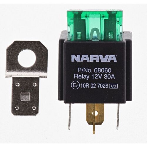Narva Relay 12 Volt 4 Pin 30 Amp with 30 Amp Fuse & Mounting Tab 68060BL x5
