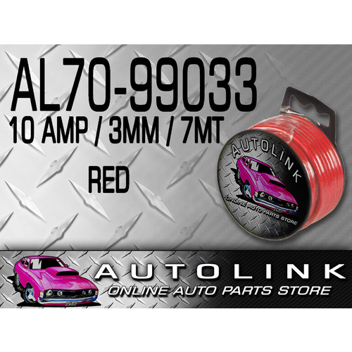 RED SINGLE CORE CABLE 10A WIRE 7m LONG 3mm X 1.13mmROLL AUTO CABLE WIRING