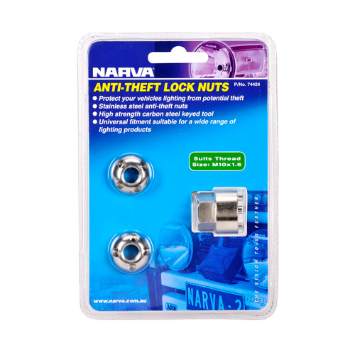 Narva 74424 Anti Theft Lock Nuts For Driving Lights & Light Bar Size M10 x 1.5