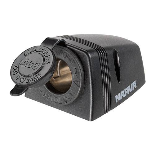 NARVA 81025BL BLACK SURFACE MOUNT ACCESSORY SOCKET WITH DUST COVER 12 OR 24 VOLT