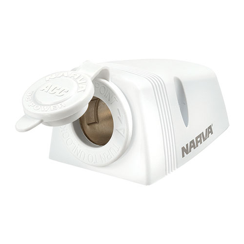 NARVA 81025WBL WHITE SURFACE MOUNT ACCESSORY SOCKET WITH DUST COVER 12 OR 24V