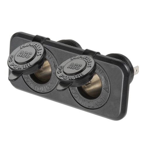 NARVA 81027BL TWIN ACCESSORY CIGARETTE SOCKETS WITH DUST COVER 12 OR 24 VOLT