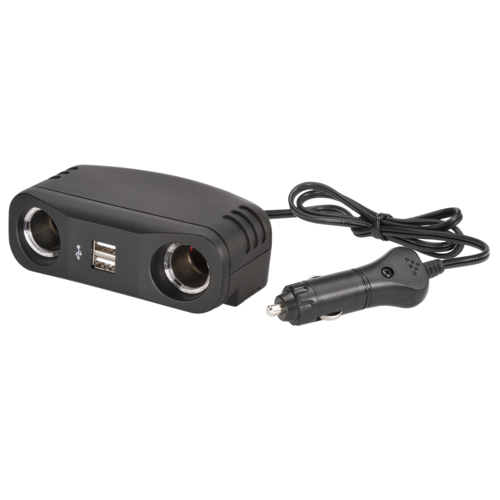 Narva 81052BL Twin Accessory Sockets & USB Socket Cigarette Lighter Plug w/ Lead
