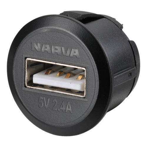 NARVA 81100BL HEAVY DUTY MINI FLUSH MOUNT USB SOCKET 12 OR 24 VOLT