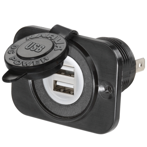 NARVA 81134BL HEAVY DUTY DUAL USB SOCKET WITH DUST COVER 29mm 5V @ 2.5A