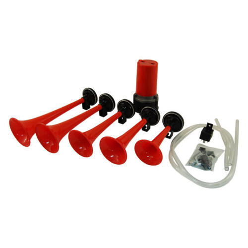 AAA 1260 Dixie Dukes of Hazzard 5 Trumpet Musical Air Horns Set 12V Red