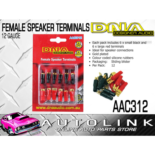 DNA 12 GAUGE SPADE TERMINALS - MIXED PACK 6 SMALL BLACK AND 6 LARGE RED 12 PACK