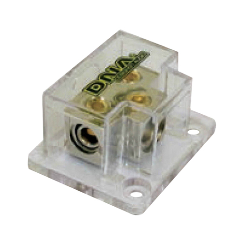 DNA T STYLE 0 GAUGE DISTRIBUTION BLOCK - 1 INPUT 2 OUTPUTS GOLD PLATED FITTINGS