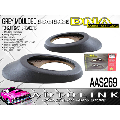 DNA 6X9" MOULDED SPEAKER SPACERS GREY VINYL LONG ANGLED TYPE UNIVERSAL AAS269