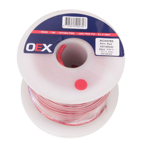 OEX Red Single Core Cable 50 Amp Wire 30m x 6mm