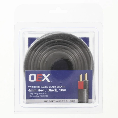 OEX ACX0808-10BL 4mm Twin Core Sheathed Cable 15 Amp Red Black 10m Roll