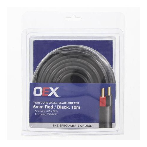 OEX ACX0811-10BL Twin Core Cable 6mm Sheathed 50A Red & Black 10m Roll