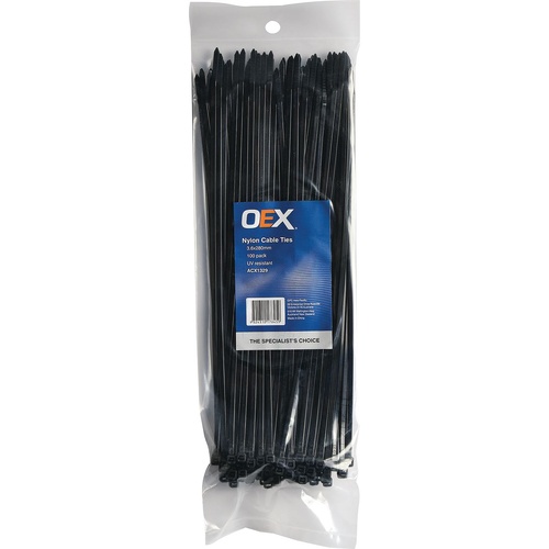 OEX ACX1329 Black Nylon Cable Ties - 3.6mm x 280mm - 100 Pc