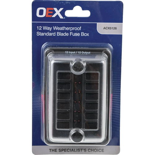OEX 12 Way Weatherproof Standard Blade Fuse Box - ACX5126