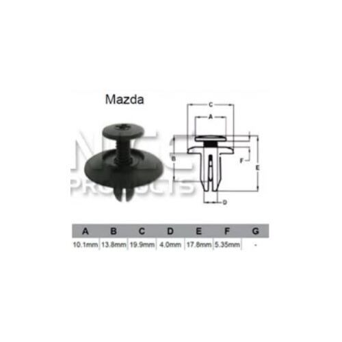 Nice AF030 Universal Black Plastic Automotive Fastener Clips - Sold as x10