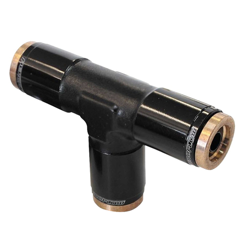 AEROFLOW NYLON HOSE TEE QUICK RELEASE FITTING 3/16" HOSE BLACK AF125-02BLK 