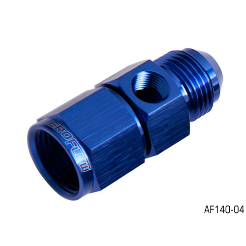 AEROFLOW STRAIGHT FEMALE TO MALE WITH 1/8" PORT -4AN BLUE FINISH AF140-04 