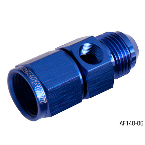 AEROFLOW STRAIGHT FEMALE TO MALE WITH 1/8" PORT -6AN BLUE FINISH AF140-06 