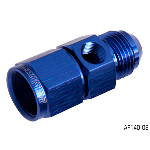 AEROFLOW STRAIGHT FEMALE TO MALE WITH 1/8" PORT -8AN BLUE FINISH AF140-08