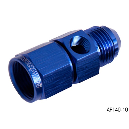 AEROFLOW STRAIGHT FEMALE TO MALE WITH 1/8" PORT -10AN BLUE FINISH AF140-10