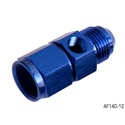 AEROFLOW STRAIGHT FEMALE TO MALE WITH 1/8" PORT -12AN BLUE FINISH AF140-12S