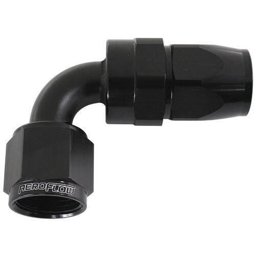 Aeroflow AF203-03DBLK 200 Series PTFE 90° Hose End -3AN Black for 200 & 250 Hose