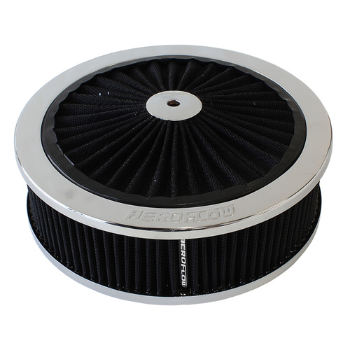 AEROFLOW AF2851-3150 CHROME WASHABLE 9" x 2-3/4" FULL FLOW AIR FILTER ASSEMBLY