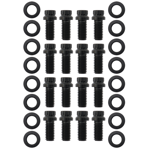 Aeroflow AF37-1003 Black Extractor Header Bolts 3/8-16" x .750" for Chev x12
