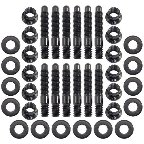 Aeroflow AF37-1501 Rocker Valve Cover Stud Kit 1/4-20" 1.50" Black 12 Point Nuts