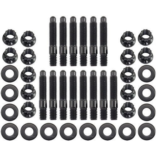 Aeroflow AF37-1502 Rocker Valve Cover Stud Kit 1/4-20" 1.50" Black 12 Point Nuts