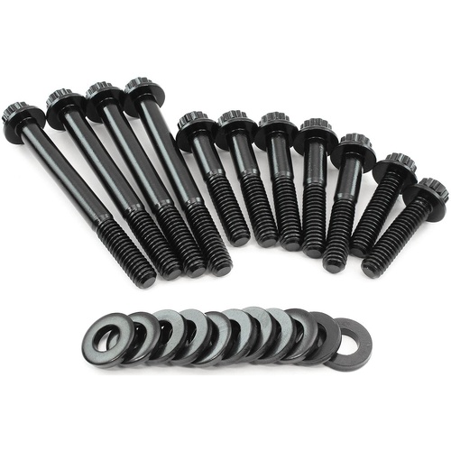 Aeroflow AF37-1603 Ford Cleveland Water Pump Bolt Kit Black Finish 12 Point Head