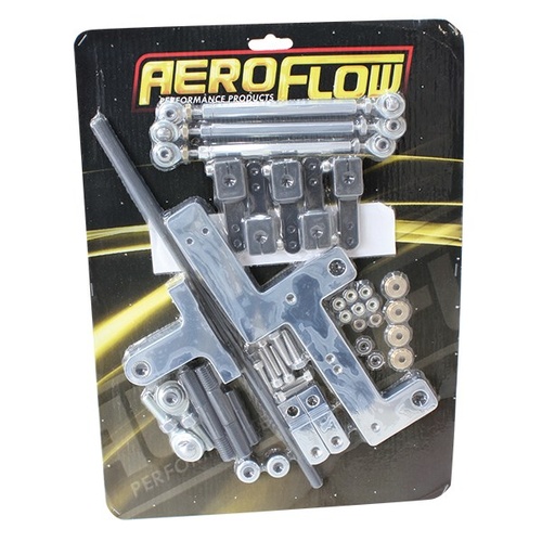 Aeroflow AF42-1070 4150 Dual Carburettor Blower Linkage Kit Elite Chrome Finish