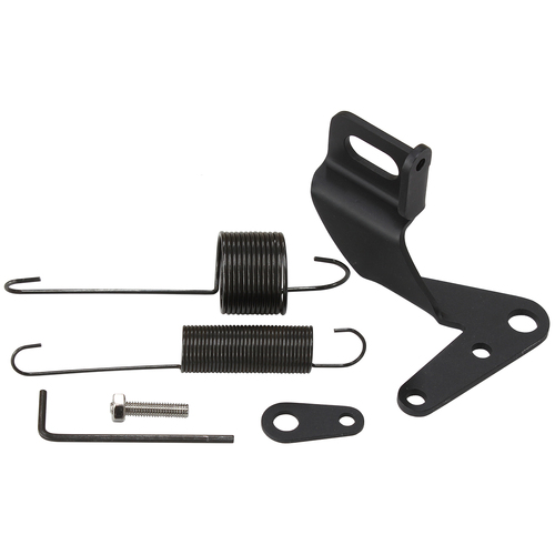 Aeroflow AF42-1104BLK Stainless Steel Throttle Cable Bracket - Black With Return Spring