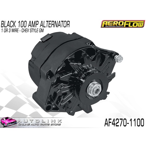AEROFLOW PERFORMANCE ALTERNATOR BLACK 100 AMP 1 WIRE FOR CHEV AF4270-1100