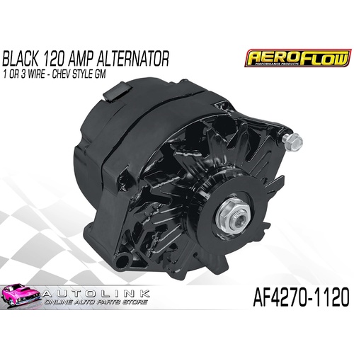 AEROFLOW PERFORMANCE ALTERNATOR BLACK 120 AMP 1 WIRE FOR CHEV AF4270-1120