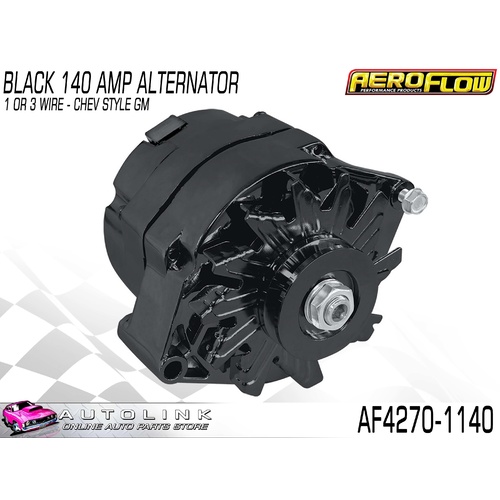 AEROFLOW PERFORMANCE ALTERNATOR BLACK 140 AMP 1 WIRE FOR CHEV AF4270-1140