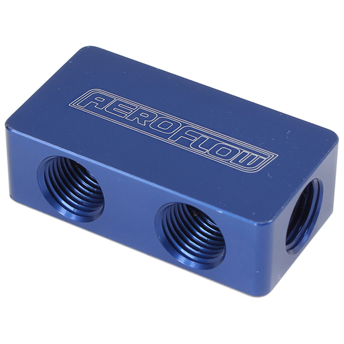 AEROFLOW AF456-02-04 BLUE COMPACT OIL FUEL DISTRIBUTION BLOCK 2 IN 4 OUT 1/8" 