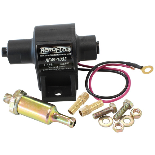 Aeroflow AF49-1033 Low Pressure in Line Carby Fuel Pump with Filter 4-7 psi