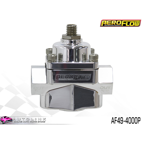AEROFLOW POLISHED BILLET 2 PORT FUEL PRESSURE REG 4.5 9 PSI 3/8" NPT
