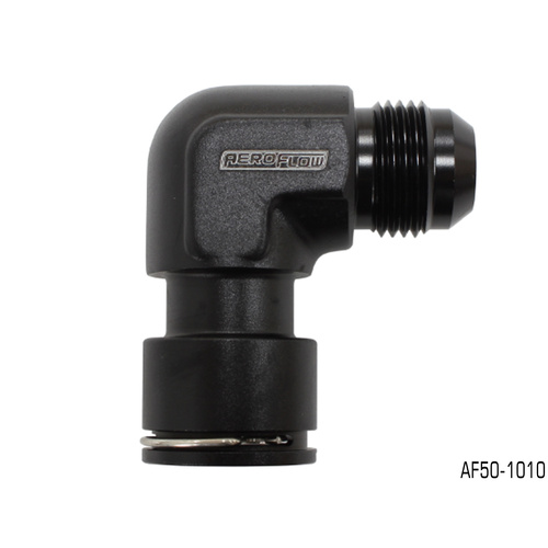 AEROFLOW BLACK 90° TO -10AN CLIP ON FEMALE WATER FITTING FOR GM LSA V8 AF50-1010