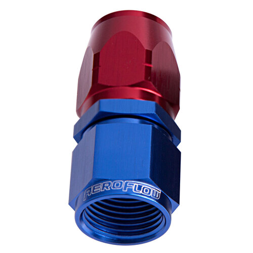 AEROFLOW AF501-06 BLUE / RED ONE PIECE FULL FLOW SWIVEL STRAIGHT HOSE END -6AN