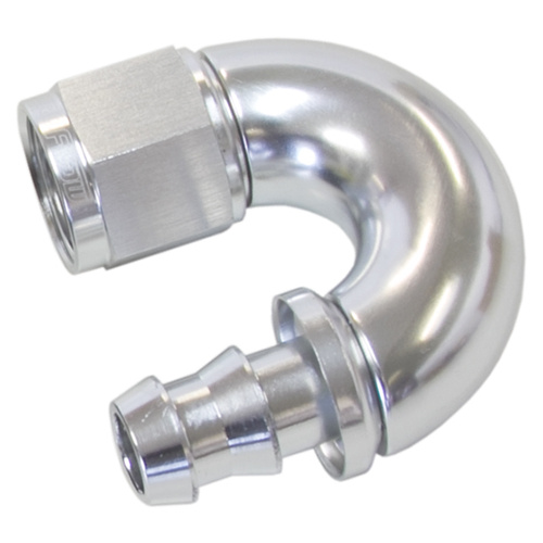 AEROFLOW AF516-06S PUSH LOCK SILVER 180° FULL FLOW HOSE END -6AN - 400 SERIES HOSE