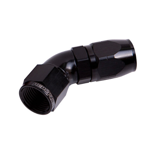 AEROFLOW AF552-10BLK BLACK ONE PIECE FULL FLOW SWIVEL 45° HOSE END -10AN