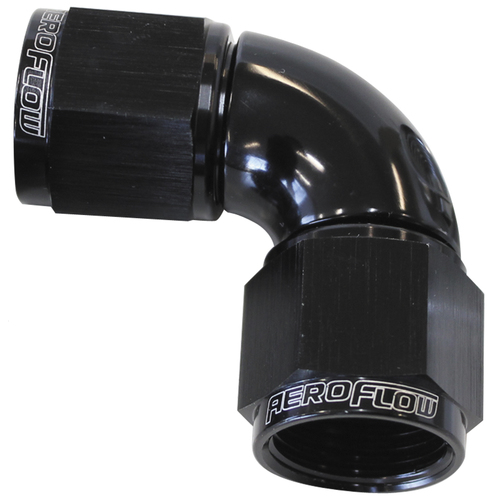 Aeroflow AF583-06BLK 90° Full Flow Female Coupler -06AN Black Finish
