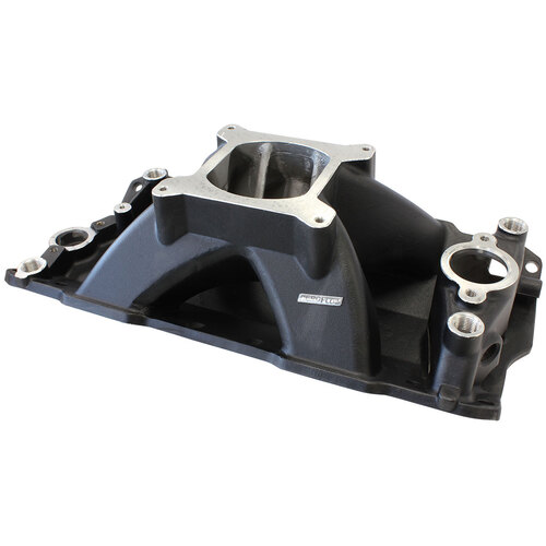 Aeroflow AF6201-1000 Black Hi-Rise Single Plane Intake Manifold Non EGR For SBC