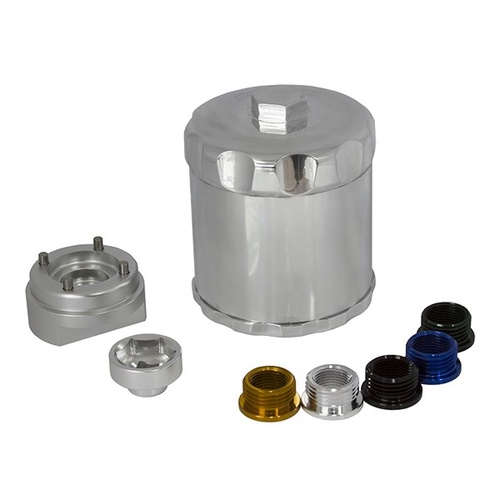 Aeroflow AF64-2016P Spin On Reusable Billet Oil Filter Silver for 3/4" & 13/16"