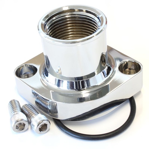 AEROFLOW BILLET ALLOY THERMOSTAT HOUSING AF64-2021C CHROME FOR FORD 302-351C V8