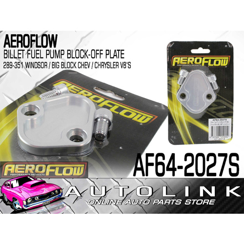 Aeroflow Billet Fuel Pump Block Off Plate for Ford Windsor 289 302 351 V8