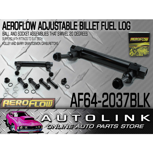Aeroflow AF64-2037BLK Black Adjustable Billet Fuel Log -8AN for 4500 Dominator