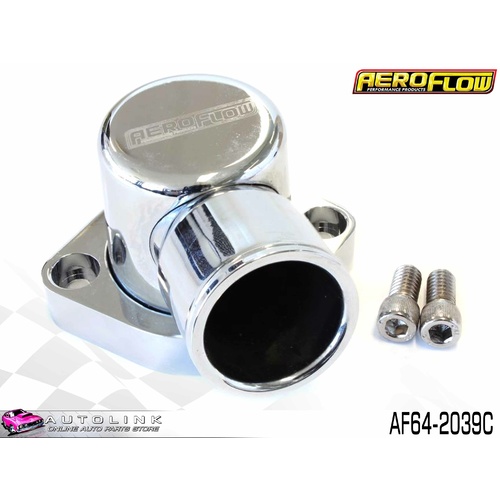 AEROFLOW BILLET 90° THERMOSTAT HOUSING CHROME FOR FORD V8 CLEVELAND AF64-2039C